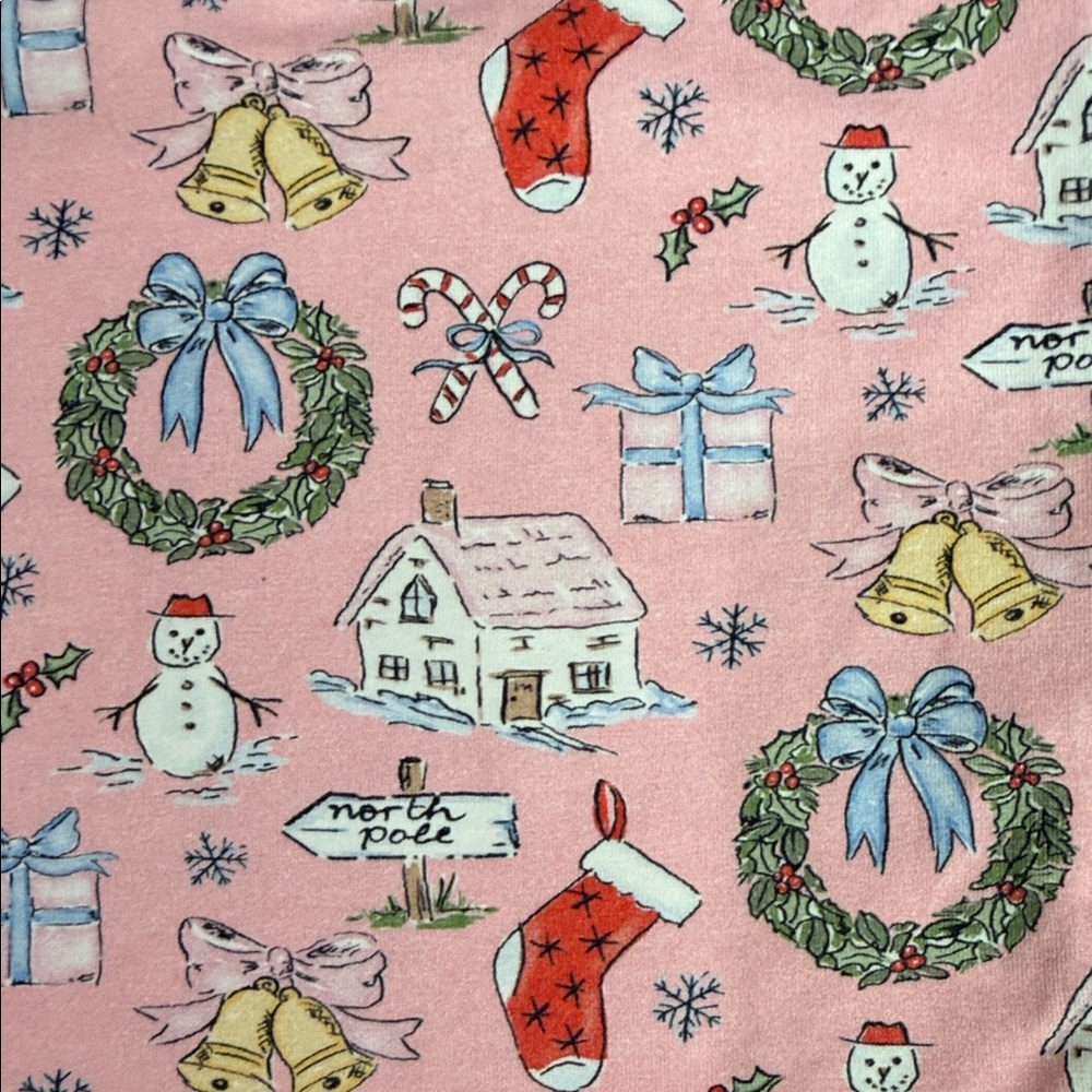 Cecil and Lou,Girls Pink Holiday Print Ruffle Pajama Set - Picture 4 of 10